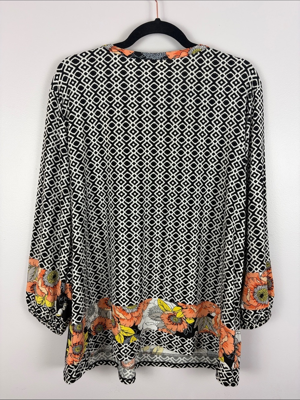 Ruby Rd. Mixed Print Blouse Floral Geometric Top Size Large - Picture 11 of 11